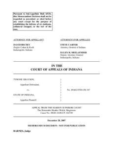 Pursuant to Ind.Appellate Rule 65(D), this Memorandum Decision shall not be regarded as precedent or cited before any court except for the purpose of establishing the defense of res judicata, collateral estoppel, or the 