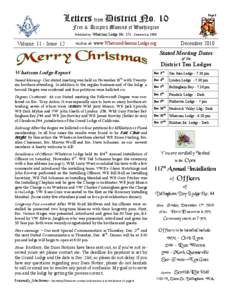 Letters from District No. 10  Page 1 Free & Accepted Masons of Washington Published by: Whatcom