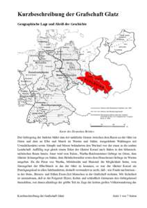 Kurzbeschreibung der Grafschaft Glatz Geographische Lage und Abriß der Geschichte Karte des Deutschen Reiches Der Gebirgszug der Sudeten bildet eine Art natürliche Grenze zwischen dem Raum an der Oder im Osten und dem 