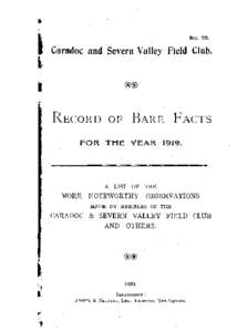 No[removed]Caradoc and Severn Valley Field Club. RECORD OF BARE FACTS FOR THE YEAR 1919.
