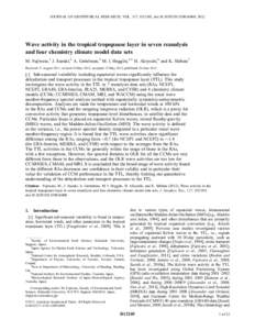 Wave activity in the tropical tropopause layer in seven reanalysis and four chemistry climate model data sets