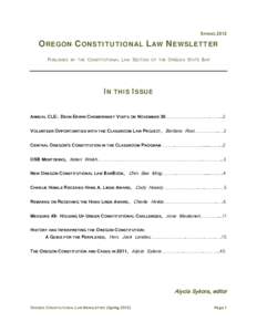 SPRINGOREGON CONSTITUTIONAL LAW NEWSLETTER PUBLISHED  BY THE