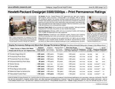 www.wilhelm-research.com  Category: Large-Format Inkjet Printers June 30, 2005 (page 1 of 7)