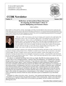 A non-profit organization dedicated to research, consultation, and performance CCDR Newsletter Number 33