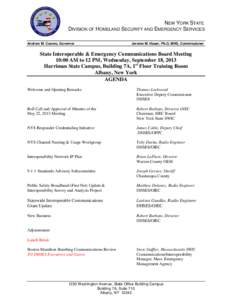 NEW YORK STATE DIVISION OF HOMELAND SECURITY AND EMERGENCY SERVICES Andrew M. Cuomo, Governor Jerome M. Hauer, Ph.D, MHS, Commissioner