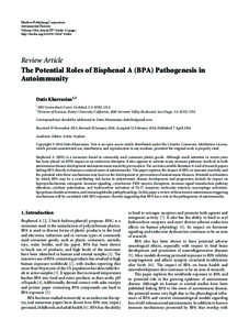 The Potential Roles of Bisphenol A (BPA) Pathogenesis in Autoimmunity