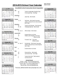 [removed]School Year Calendar Greenfield-Central Community School Corporation July