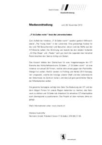 Stadt St.Gallen Standortförderung Medienmitteilung  vom 28. November 2013