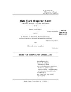 To Be Argued By:  Christopher J. Houpt Time Requested: 15 Minutes  New York Supreme Court