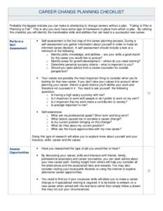 Career Change Planning Checklist