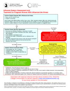 Influenza Season Assessment and Treatment for Pregnant Women With Influenza-Like Illness Confirm Patient Presents With Influenza-Like Illness •	Fever >37.8°C[removed]°F) and •	 Cough or sore throat Some women with in