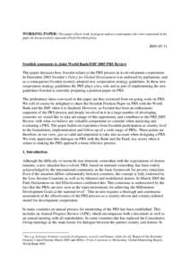 WORKING PAPER: This paper reflects work in progress and as a consequence the views expressed in this paper do not necessarily