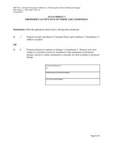 RFP Title: Advanced Training for Mediators, Third Appellate District Mediation Program RFP Number: 3DCA RFP[removed]Attachment 3 ATTACHMENT 3 PROPOSER’S ACCEPTANCE OF TERMS AND CONDITIONS