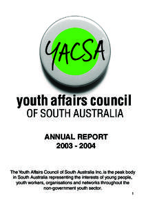 Youth / National Council for Voluntary Youth Services / The Hong Kong Council of Social Service / Government of South Australia / Australian Youth Affairs Coalition / Youth work