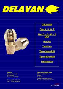 DELAVAN Tipo A, B, W, E Tipo R – D, AR – D