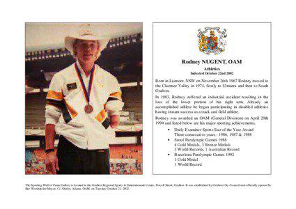 Rodney NUGENT, OAM Athletics Inducted October 22nd 2002