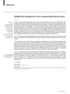 Abstracts  Childbirth at checkpoints in the occupied Palestinian territory Halla Shoaibi Published Online July 5, 2011