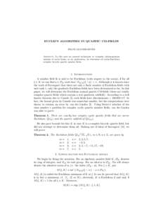 EUCLID’S ALGORITHM IN QUARTIC CM-FIELDS FRANZ LEMMERMEYER Abstract. In this note we present techniques to compute inhomogeneous minima of norm forms; as an application, we determine all norm-Euclidean complex bicyclic 