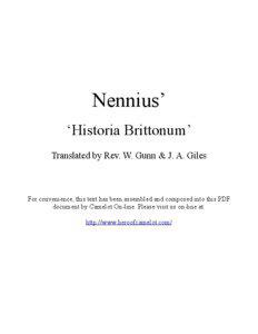 Nennius’ ‘Historia Brittonum’ Translated by Rev. W. Gunn & J. A. Giles