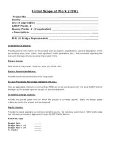 Initial Scope of Work (ISW) Project No. ____________________ County City (if applicable) ATRIP Prelim. # _________________ County Prelim. # (if applicable) __________________