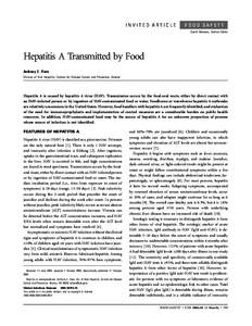 INVITED ARTICLE  FOOD SAFETY David Acheson, Section Editor  Hepatitis A Transmitted by Food