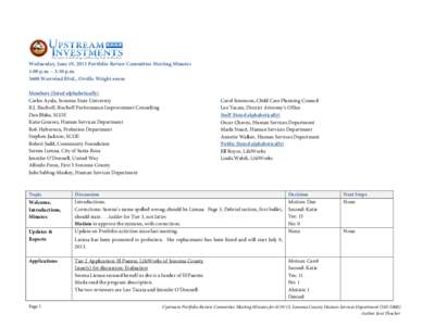 Wednesday, June 19, 2013 Portfolio Review Committee Meeting Minutes 1:00 p.m. – 3:30 p.mWestwind Blvd., Orville Wright room Members (listed alphabetically) Carlos Ayala, Sonoma State University B.J. Bischoff, Bi