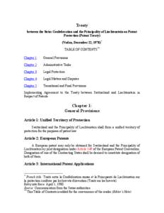LI009: Patents (Switzerland-Liechtenstein), Treaty, [removed]