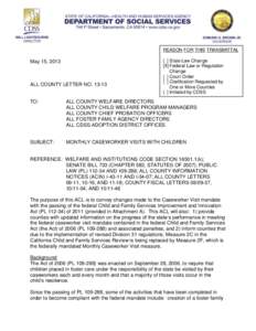 REASON FOR THIS TRANSMITTAL  May 15, 2013 ALL COUNTY LETTER NO[removed]