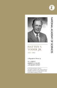 Hatten S. yoder Jr[removed]A Biographical Memoir by W. G. Ernst, robert m. hazen,