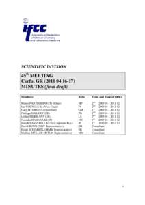 SCIENTIFIC DIVISION  45th MEETING Corfu, GR[removed]MINUTES (final draft) Members: