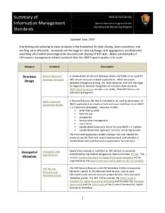 Summary of Information Management Standards National Park Service Natural Resource Program Center