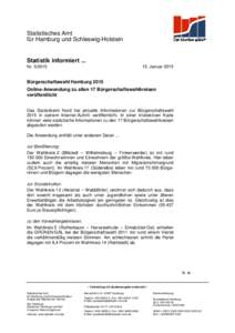 Statistisches Amt für Hamburg und Schleswig-Holstein Statistik informiert ... Nr