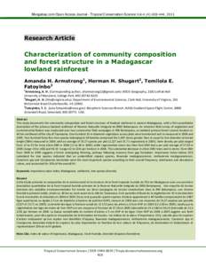 Mongabay.com Open Access Journal - Tropical Conservation Science Vol.4 (4):, 2011  Research Article Characterization of community composition and forest structure in a Madagascar
