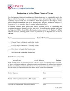 DECLARATION OF MAJOR/MINOR CHANGE OF STATUS