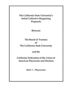 The California State University’s Initial Collective Bargaining Proposals Between