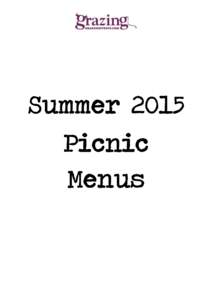 Summer 2015 Picnic Menus Picnic Hamper Menu A Finger Sandwich Selection