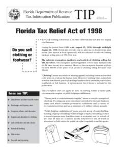 Florida Department of Revenue Tax Information Publication TIP  TIP #98(A)1-04