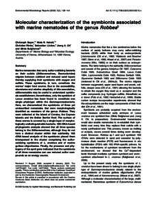 Environmental Microbiology Reports), 136–144  doi:j00019.x Molecular characterization of the symbionts associated with marine nematodes of the genus Robbea‡