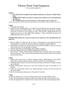 Thorny Point Yard Sequence For use with timetable #22 NOTES: 1. The Thorny Point Yardmaster has absolute authority over all moves within Thorny Point.