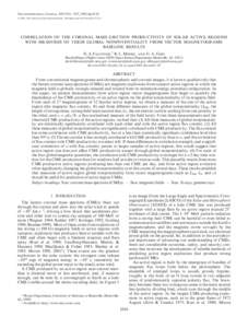 The Astrophysical Journal, 569:1016–1025, 2002 April 20 # 2002. The American Astronomical Society. All rights reserved. Printed in U.S.A. CORRELATION OF THE CORONAL MASS EJECTION PRODUCTIVITY OF SOLAR ACTIVE REGIONS WI