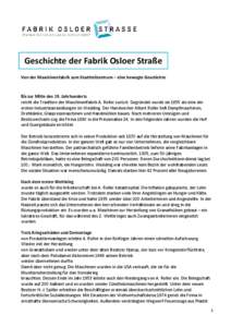 Geschichte der Fabrik Osloer Straße Von der Maschinenfabrik zum Stadtteilzentrum – eine bewegte Geschichte