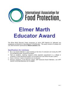 Microsoft Word - Criteria for Nominator - Elmer Marth Educator.doc