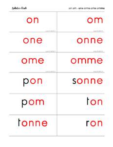 Syllo oboSyll bo-flo flosh  on om - one onne ome omme