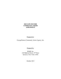 2013 LOW-INCOME COMMUNITY NEEDS ASSESSMENT Prepared for: Cayuga/Seneca Community Action Agency, Inc.