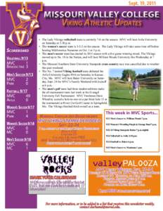 Sept. 19, 2011  Missouri Valley College Viking Athletic Updates Scoreboard Volleyball 9/13