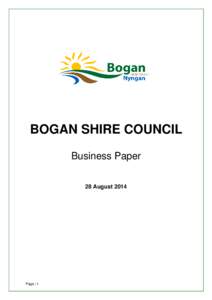 BOGAN SHIRE COUNCIL Business Paper 28 August 2014 Page | 1