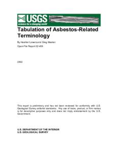 Tabulation of Asbestos-Related Terminology By Heather Lowers and Greg Meeker Open-File Report[removed]