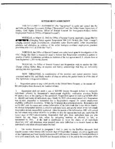 SETTLEMENT AGREEMENT THIS SETTLEMENT AGREEMENT (the 