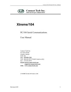 Connect Tech Xtreme/104 User’s Manual  Xtreme/104 PC/104 Serial Communications User Manual
