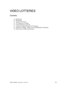 VIDEO LOTTERIES Contents A. B. C. D.